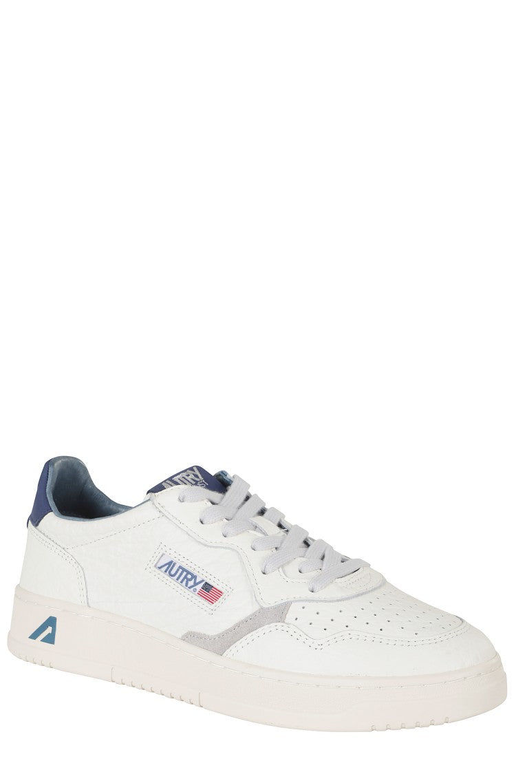Autry Cream Blue Medalist Low Leather Sneakers