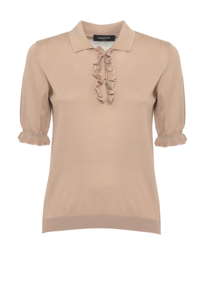 Fabiana Filippi V-Neck Silk-Cotton Short-Sleeved Top