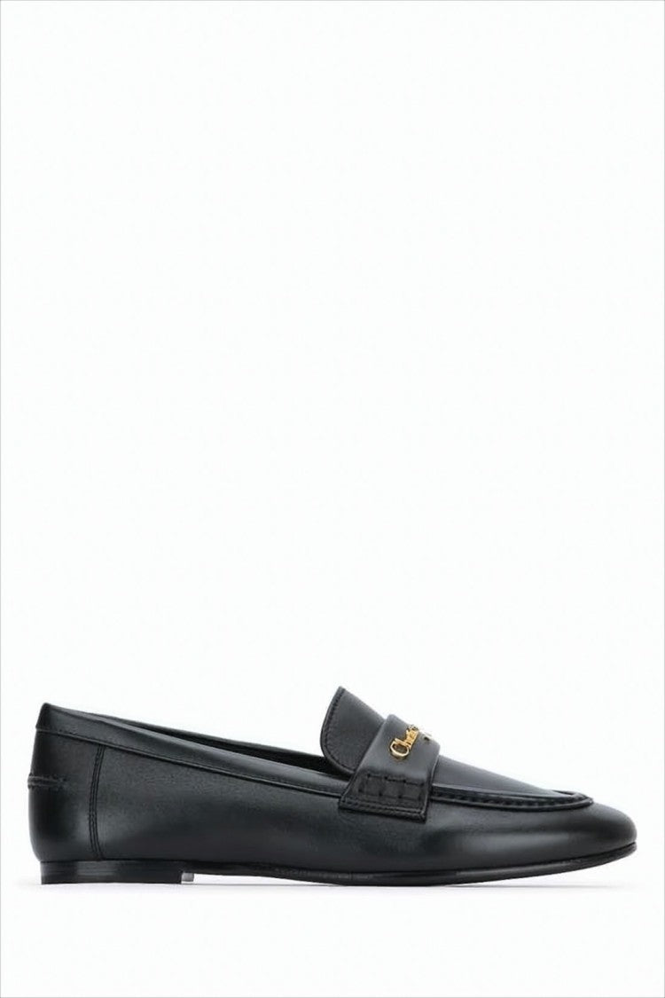 Dior Minimalist Black Leather Loafers With Subtle Metallic Detail