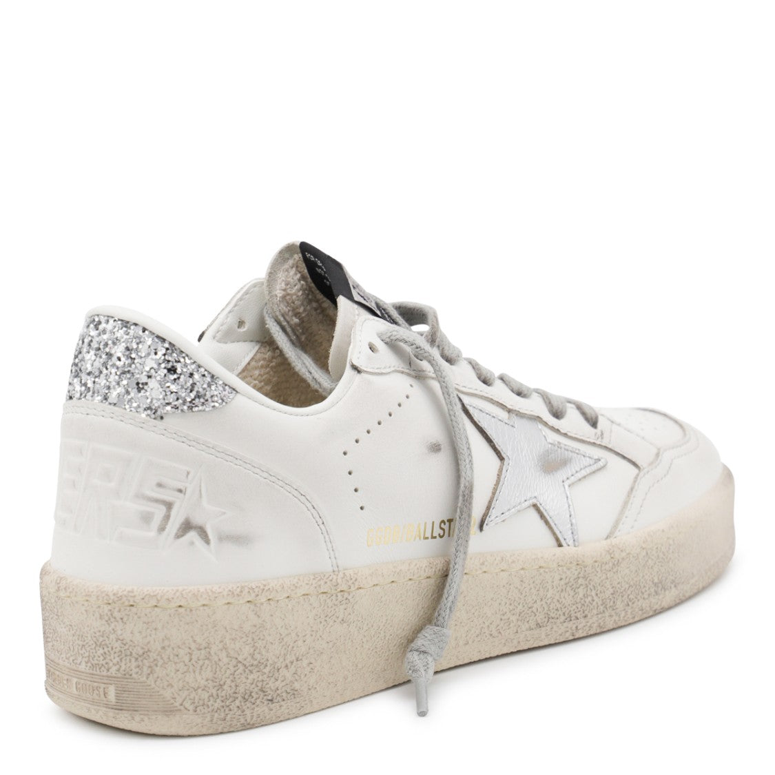 Golden Goose White And Silver Leather Ballstar 2 Sneakers