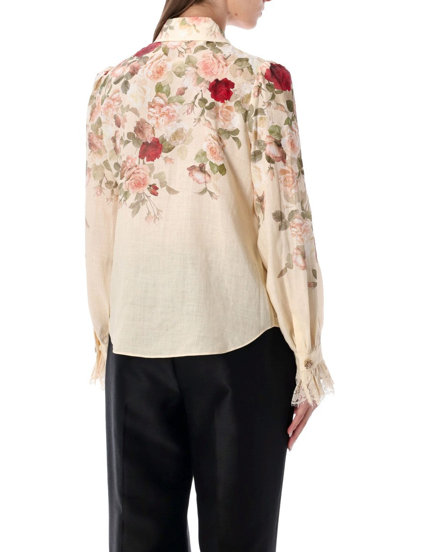 Zimmermann Floral Print Blouse With Lace Detailing