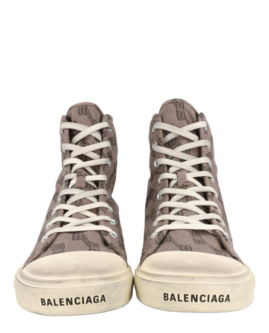 Balenciaga Monogram High-Top Sneakers With Silver-Tone Accents