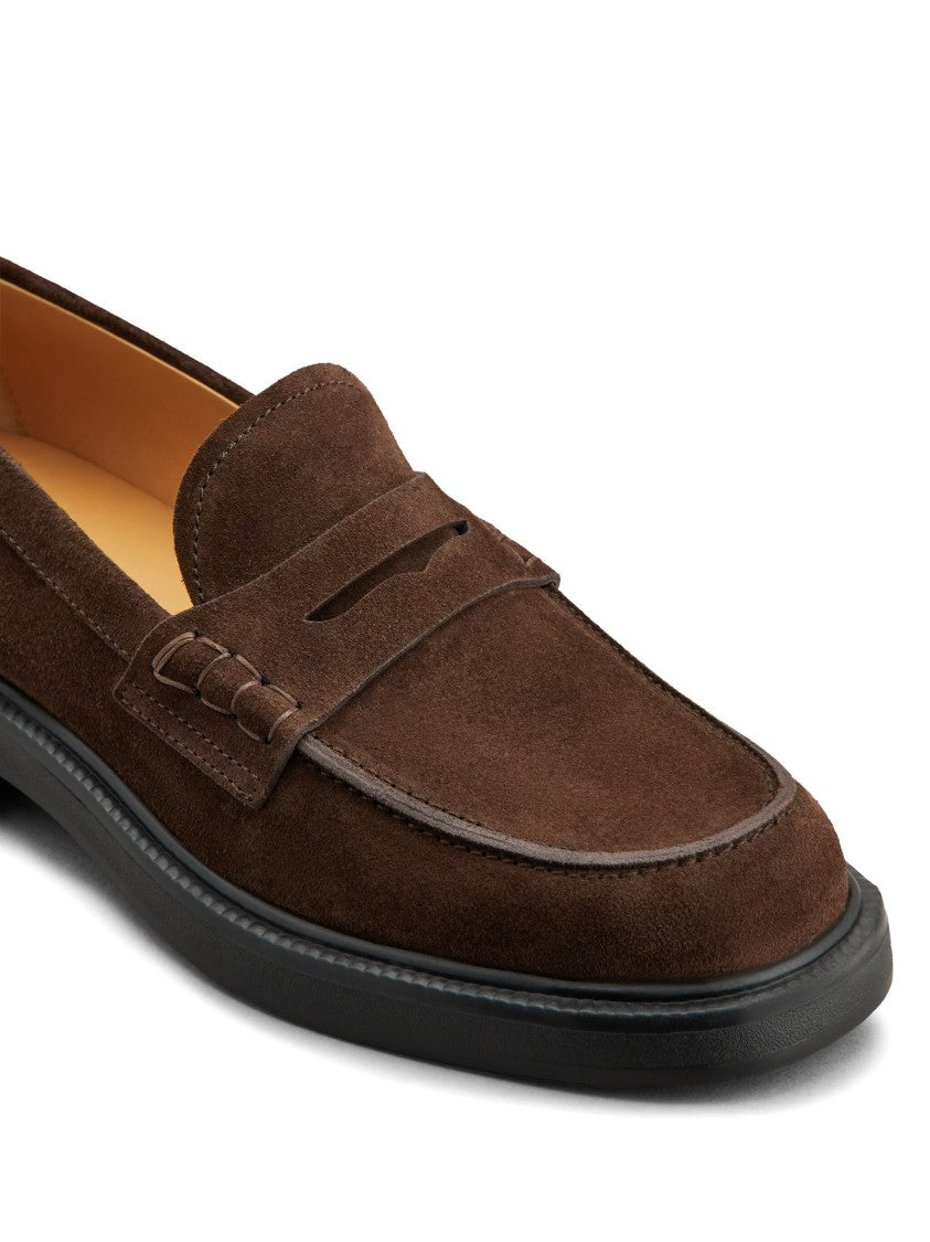Tod's Brown Suede Moccasins With Classic Penny Loafer Design