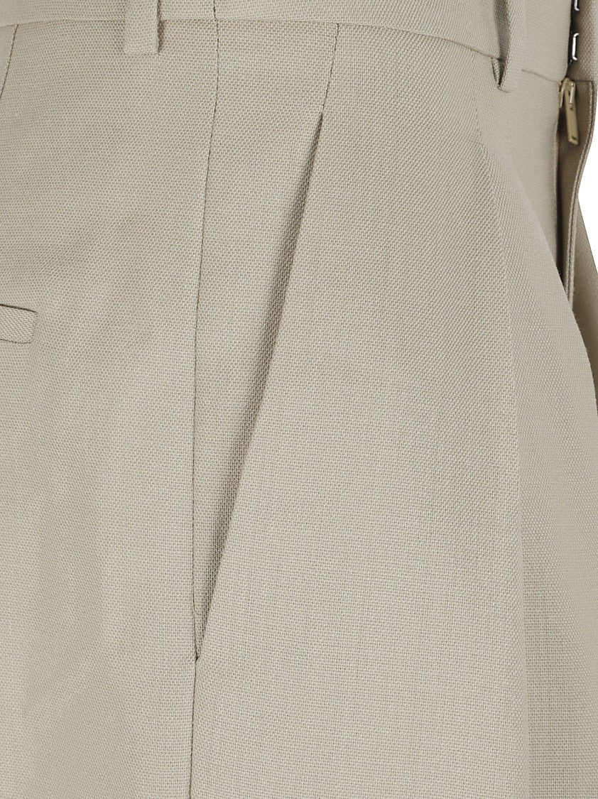 Saint Laurent High-Waisted Tailored Trousers With Pleats And Welt Pockets