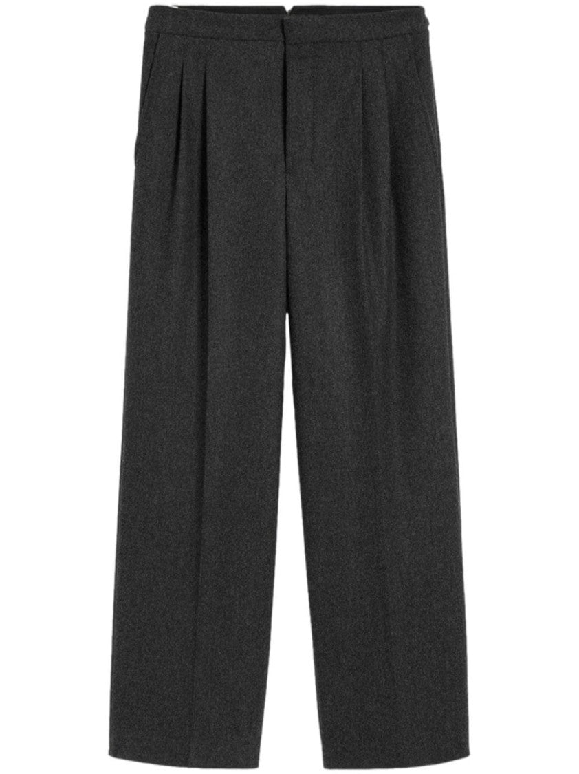 Ami Dark Grey Wool Wide-Leg Trousers