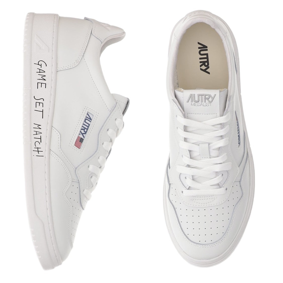 Autry Graffiti-Embellished Leather Sneakers With Round Toe Design