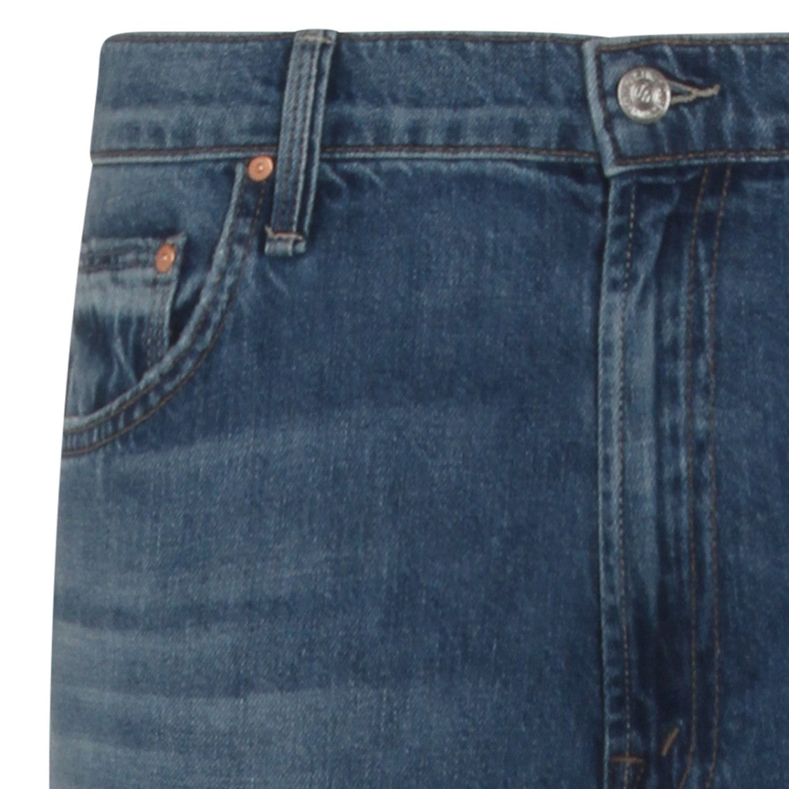 Mother Classic Blue Denim Jeans With Straight-Leg Cut