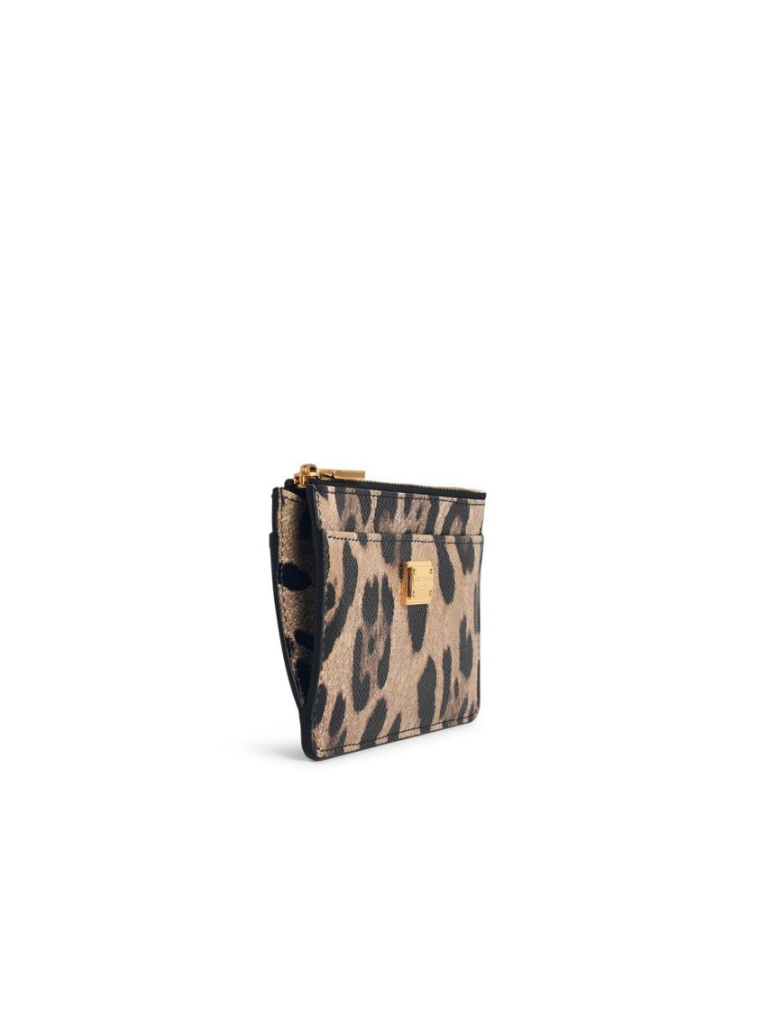 Dolce & Gabbana 'Dauphine' Leopard Print Leather Card Holder
