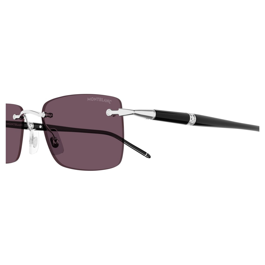 Montblanc Mb0344s Rimless Rectangular Sunglasses With Black Temples