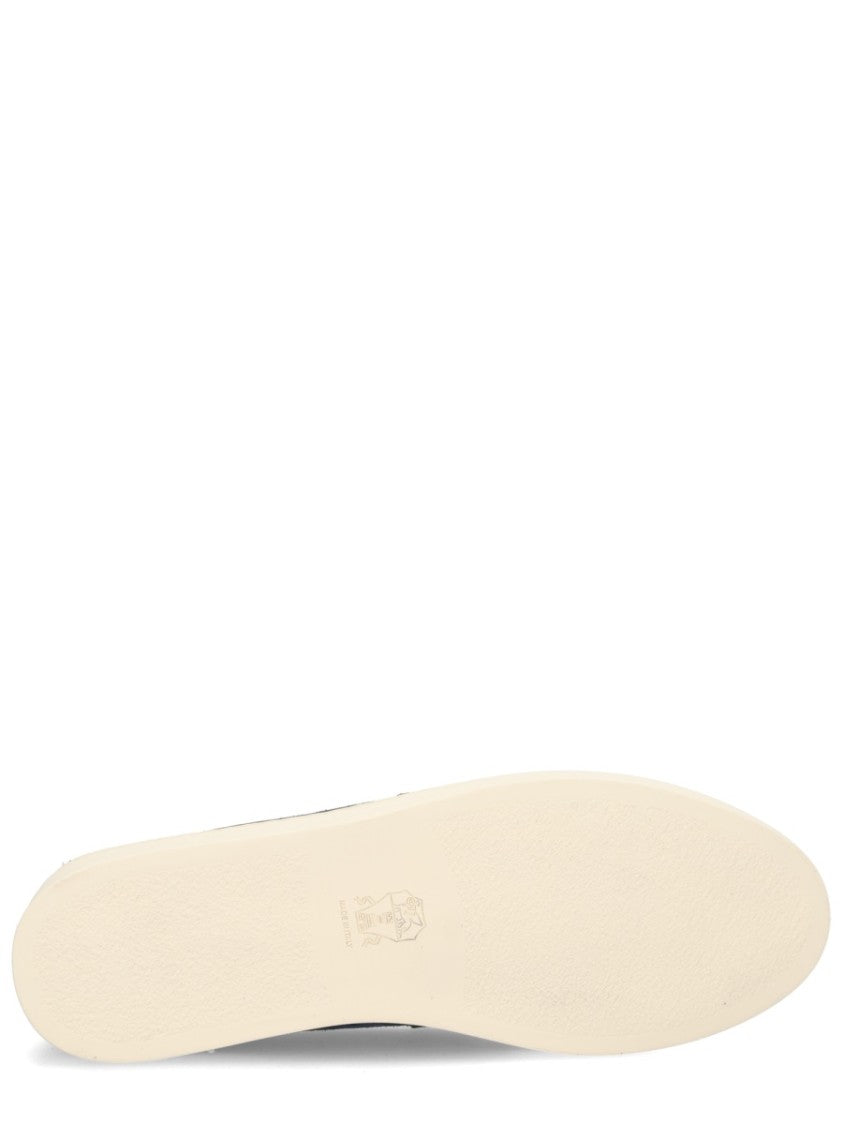 Brunello Cucinelli Penny-Strap Leather Suede Loafers
