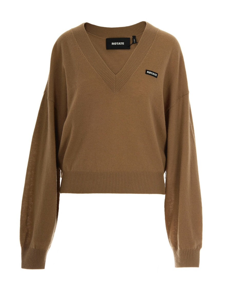 Rotate Brown V-Neck Sweater