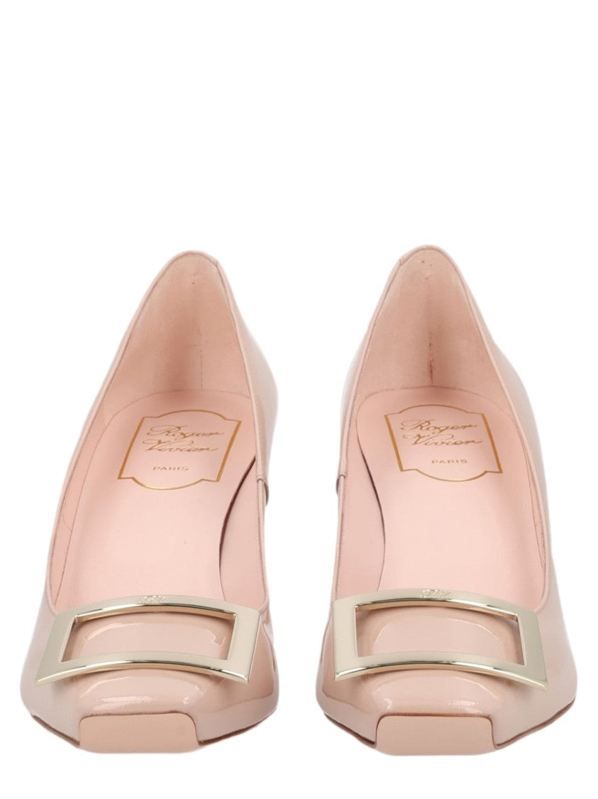 Roger Vivier Patent Calfskin Pumps With Rectangular Metallic Buckle