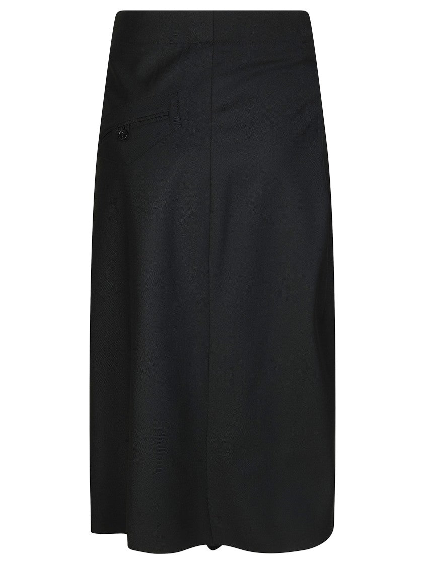 Victoria Beckham Black Pleated High Waisted Midi Skirt