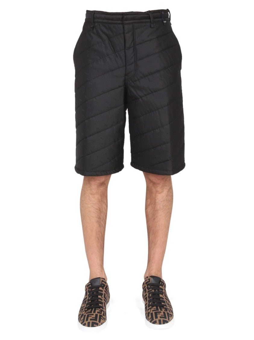 Fendi Quilted Black Bermuda Shorts