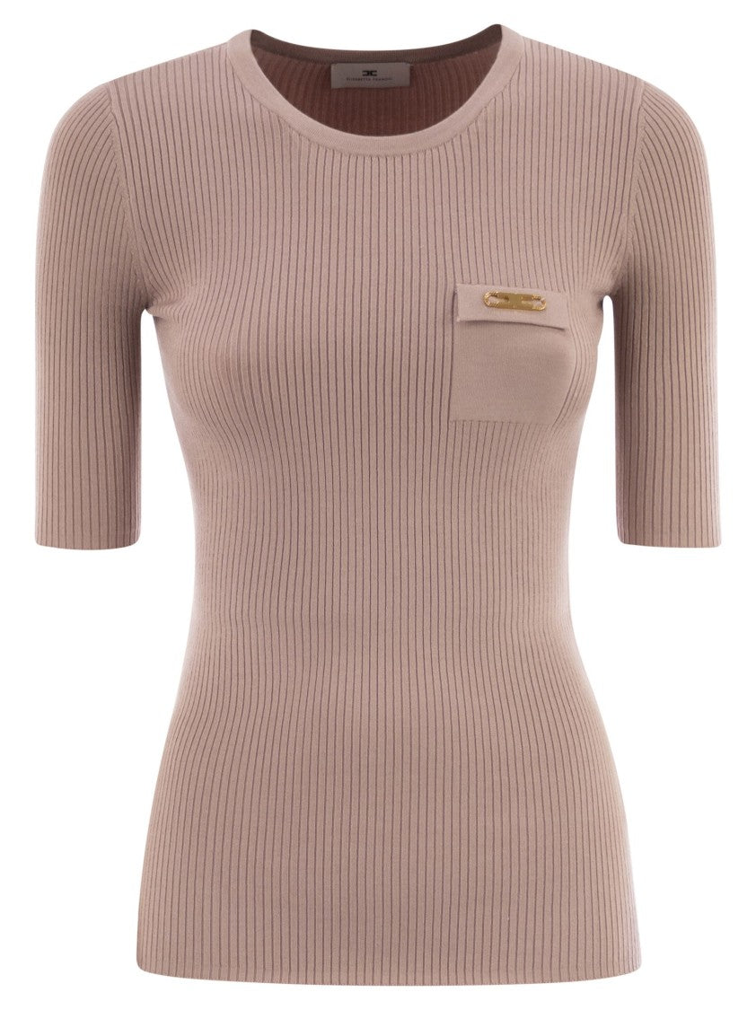 Elisabetta Franchi Ribbed Jumper With Pocket