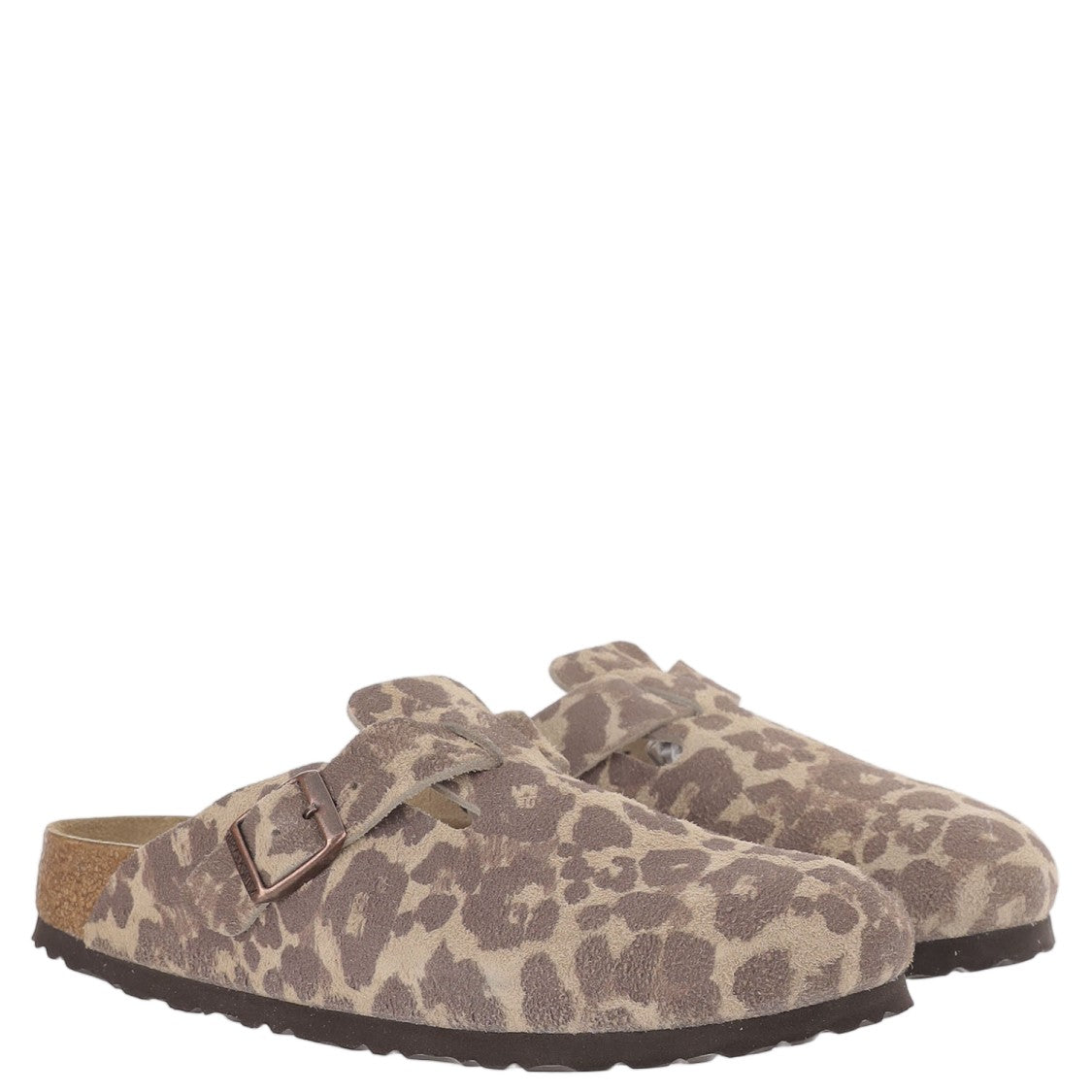 Birkenstock Animal Print Suede Clogs With Adjustable Metal Buckle