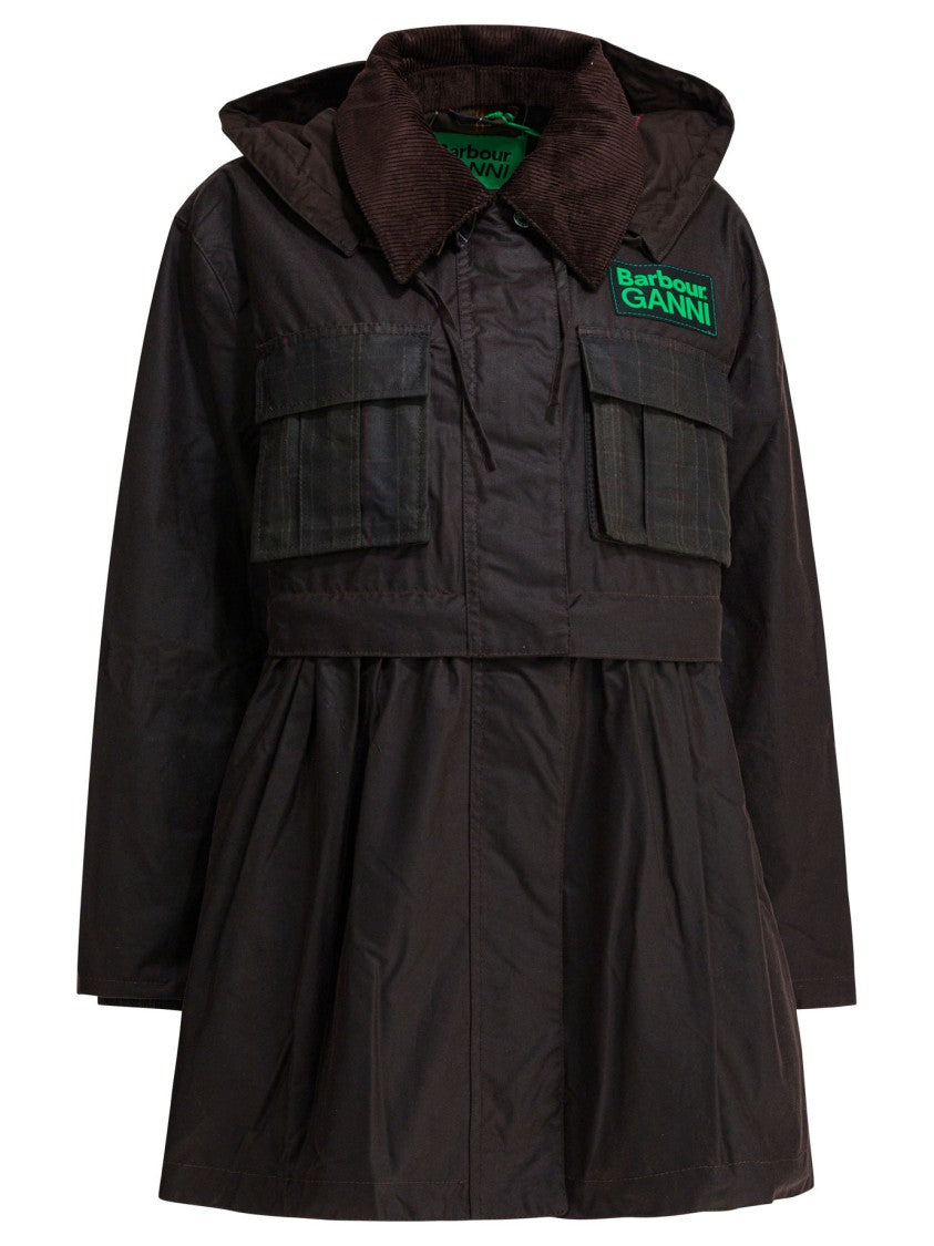 Barbour Weather-Resistant Waxed Cotton Jacket With Pleated Skirt