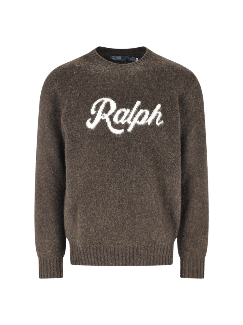 Polo Ralph Lauren Brown The Ralph Logo Intarsia Wool-Cashmere Sweater
