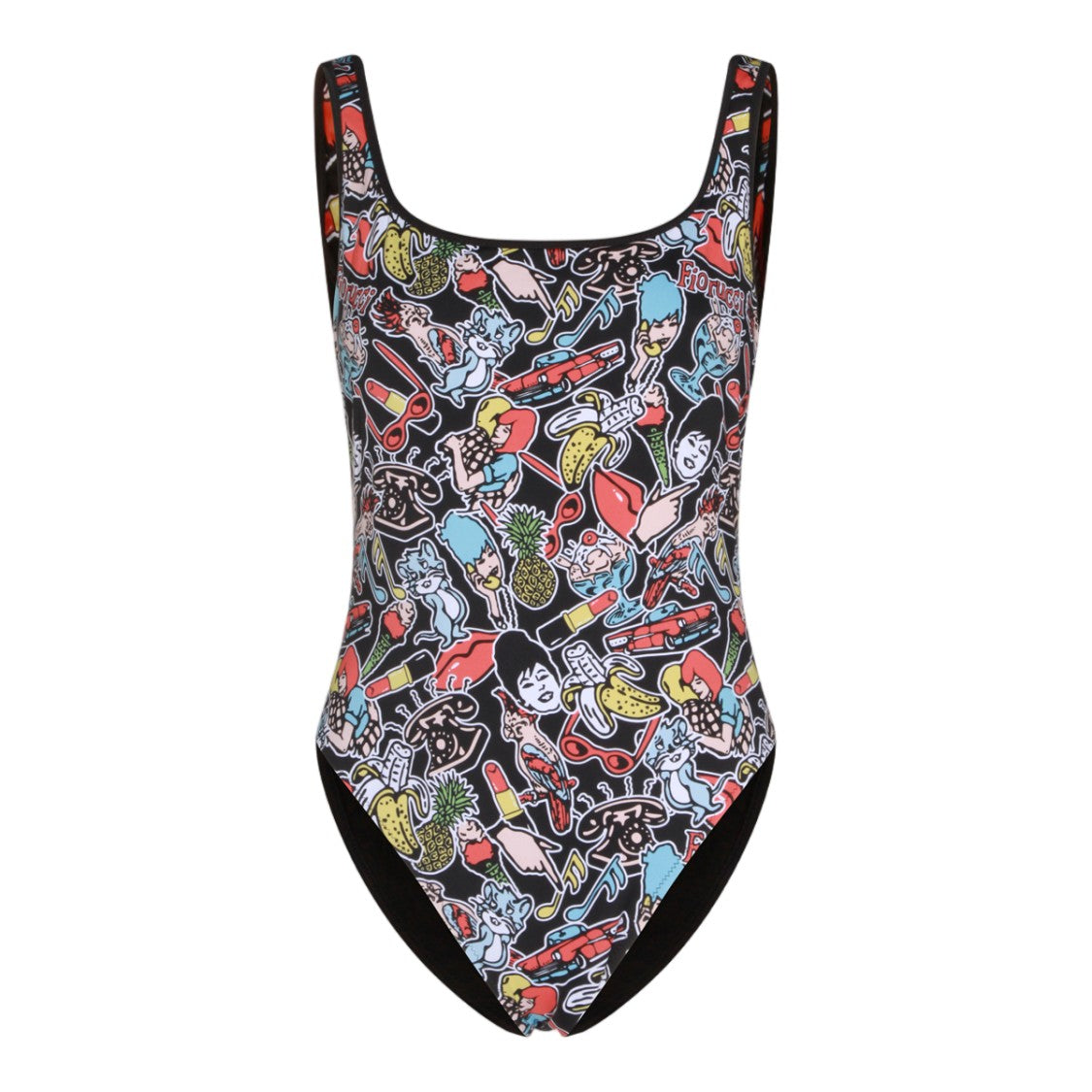 Fiorucci Vibrant Cartoon Print One-Piece Swimsuit