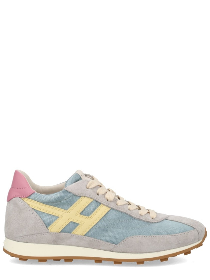 Hogan Blue Athletic Retro Suede Overlay Nylon Sneakers