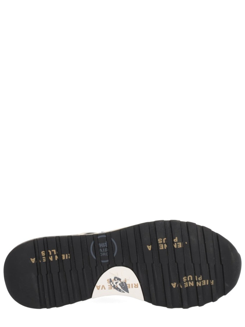 Premiata Navy Blue And Cream Multicolour Sneakers With Graphic Detail