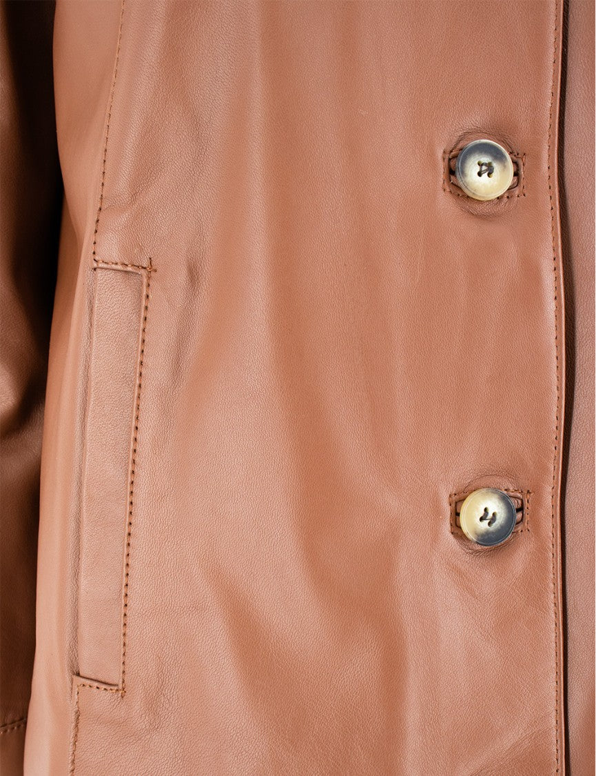 Mono Brick Leather Jacket With Tailored Silhouette