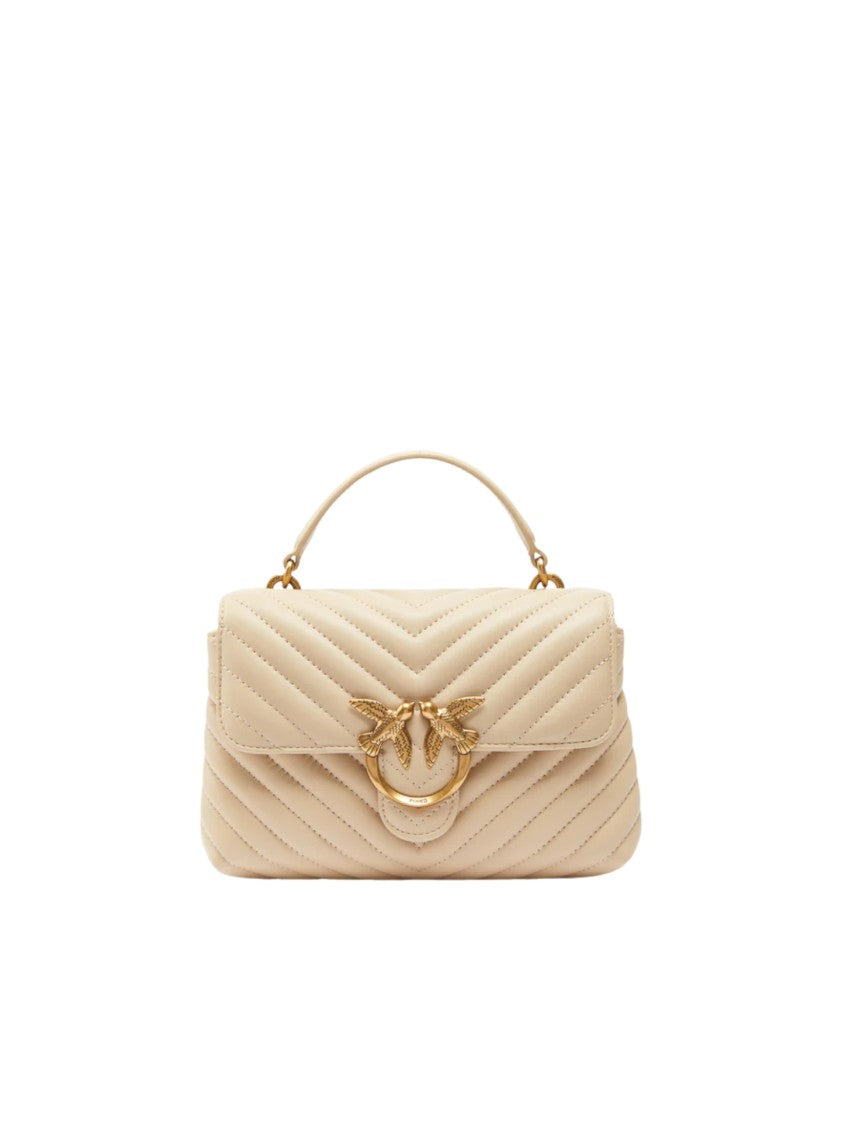 Pinko Light Beige Leather Detachable Shoulder Bag