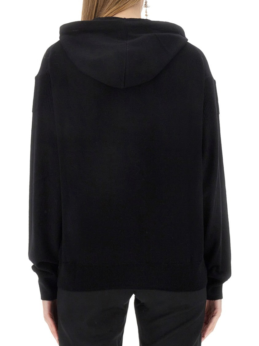 Vivienne Westwood Black Virgin Wool Sweatshirt With Embroidered Logo
