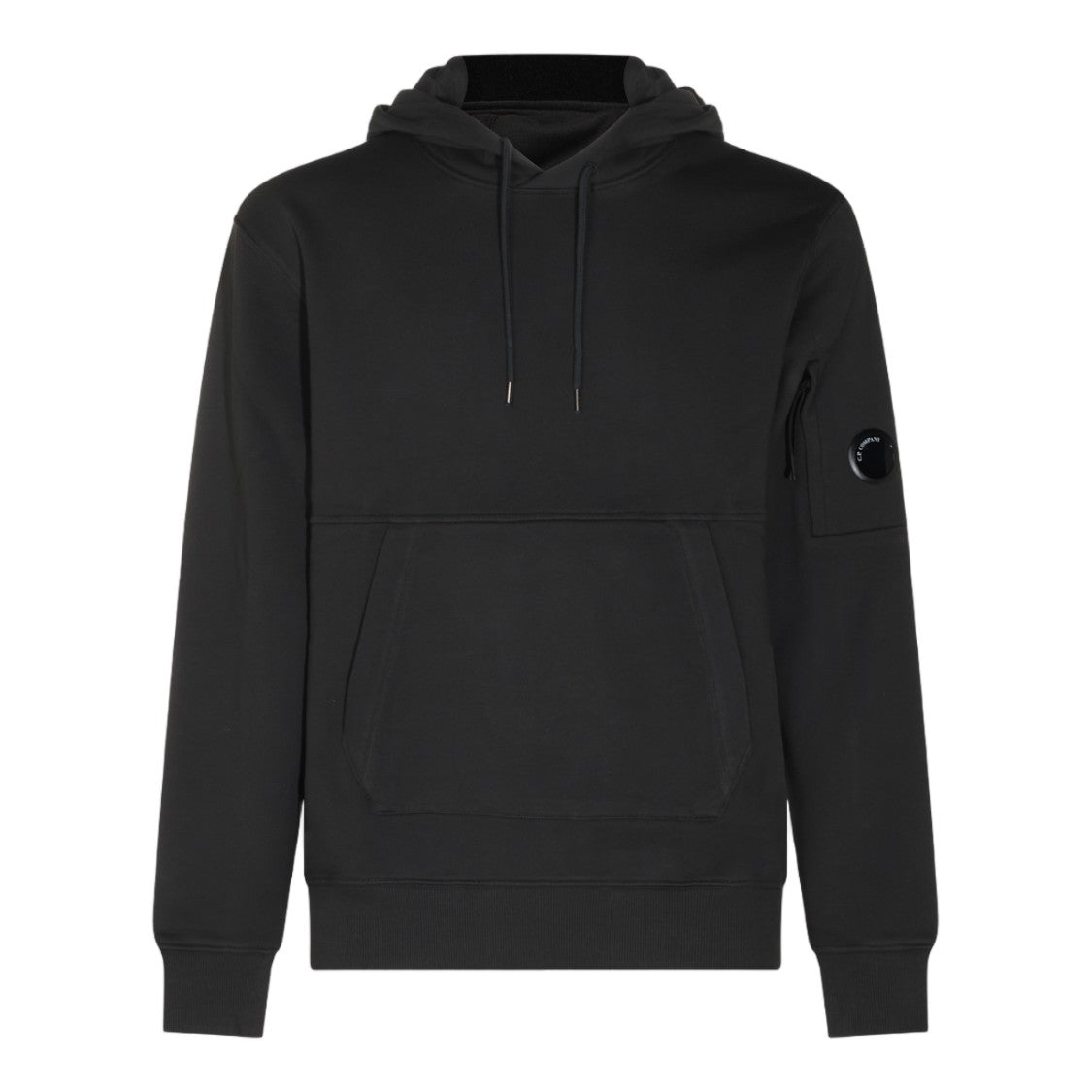 C.P. Company Black Hooded Sweater With Distinctive Logo Patch