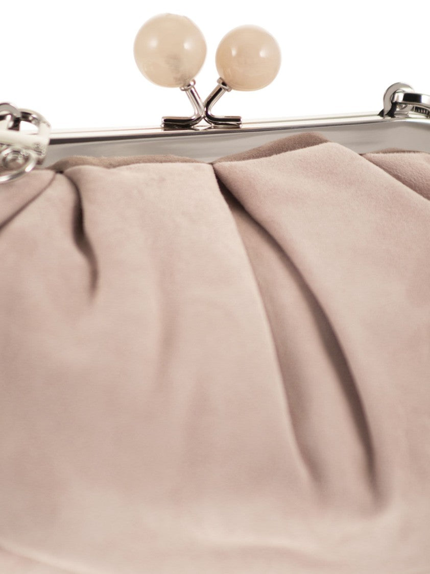 Max Mara Gathered Pleated Clutch Bag In Soft Suede Leather