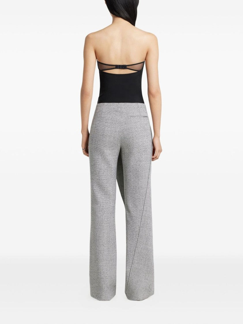 Courrèges Grey Asymmetrical Textured Wool Panel Trousers
