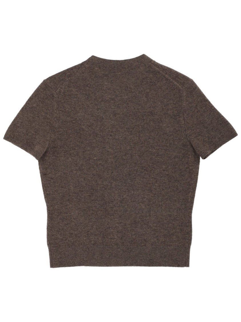T By Alexander Wang Brown Cropped Heathered T-Shirt