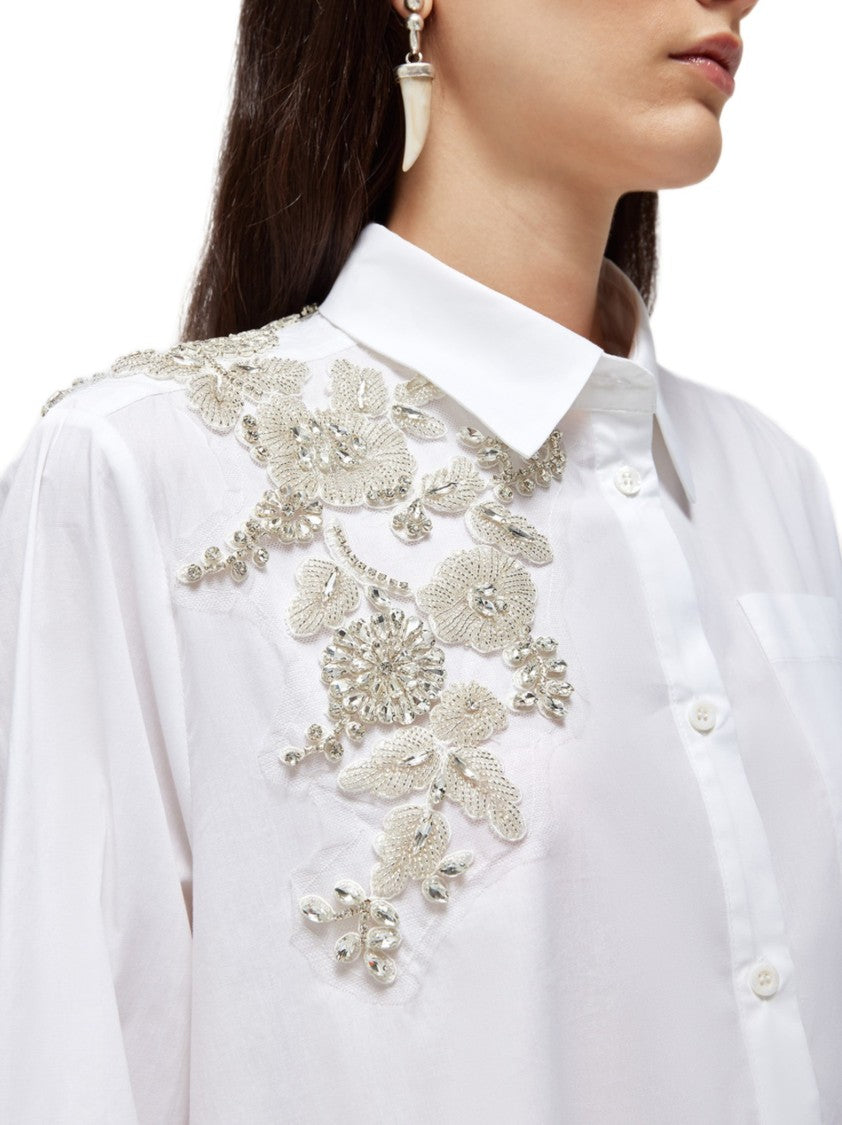 Blugirl High-Low Hemline Dress With Floral Embellishments