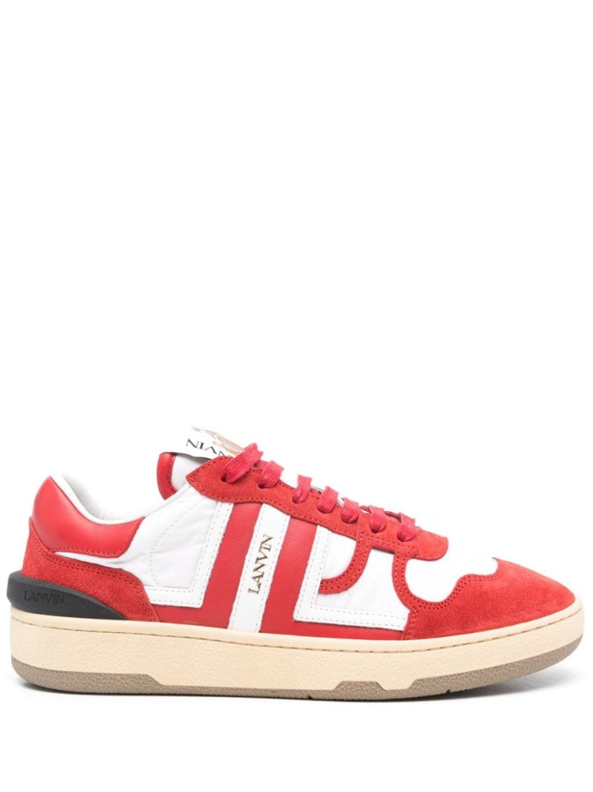 Lanvin Color-Blocked Crimson Red And White Sneakers