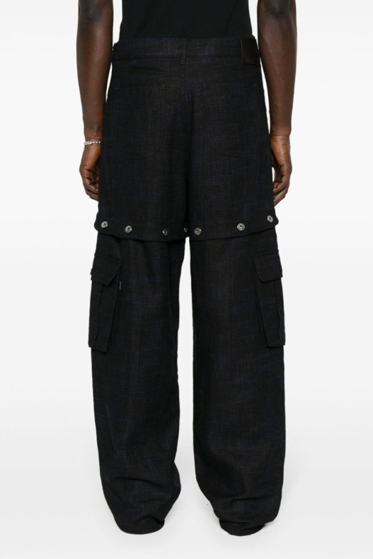 Off-White Black 90S Logo Linen Straight-Leg Cargo Pants