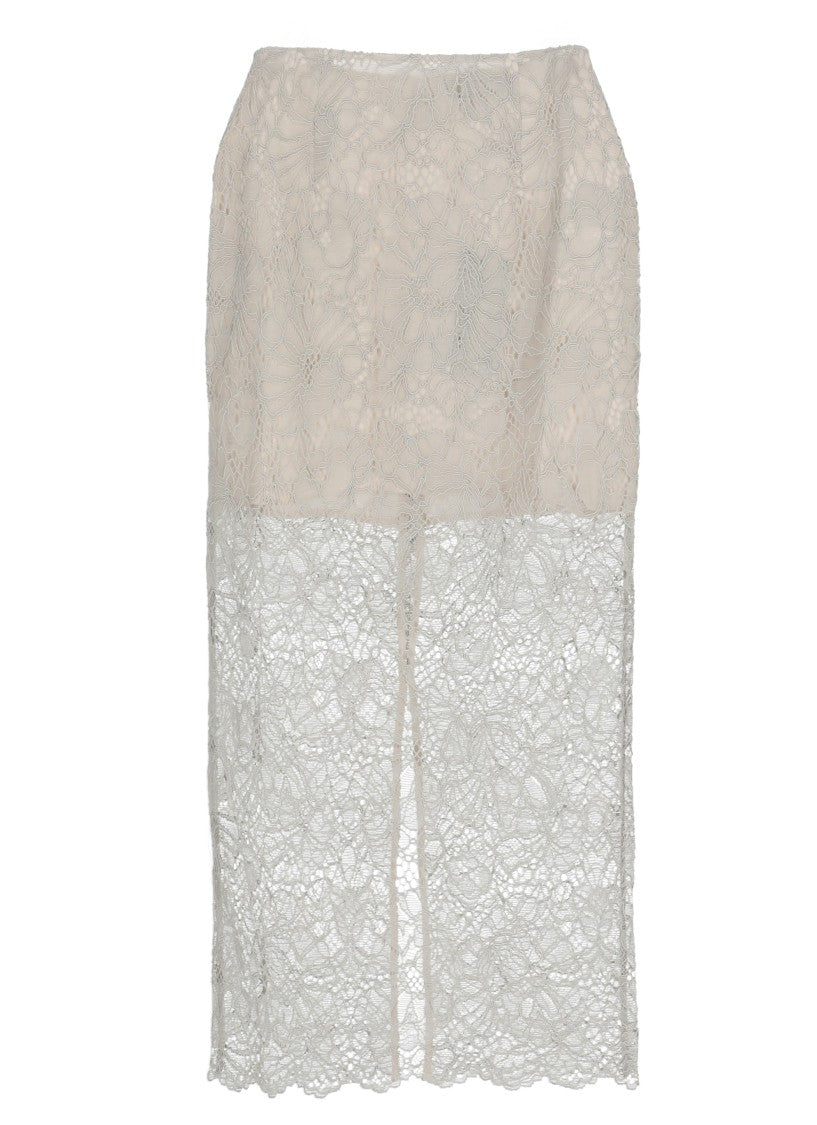 Rotate Flower Mesh Pencil Skirt With Intricate Lace Detailing