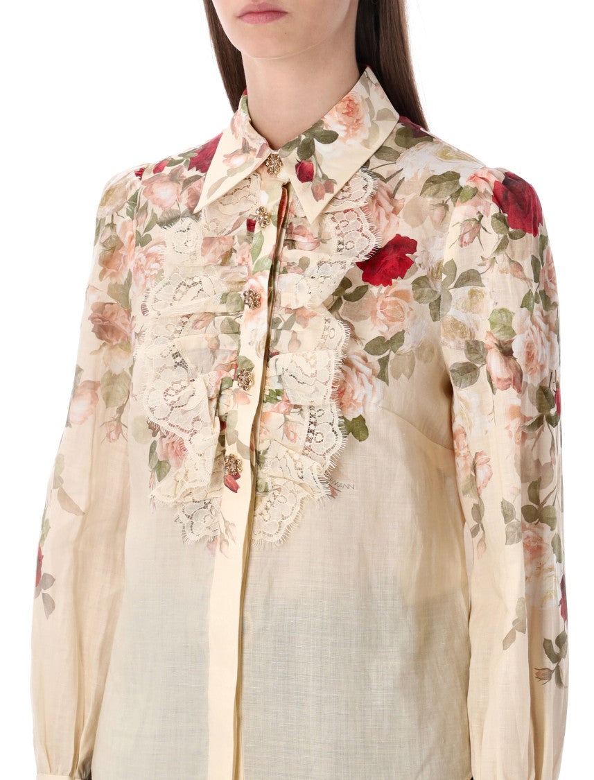 Zimmermann Floral Print Blouse With Lace Detailing