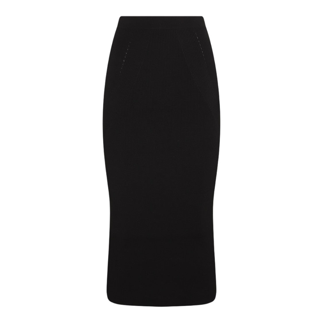 Alexander Mcqueen Fitted Midi Skirt With High Waist And Ribbed Detailing