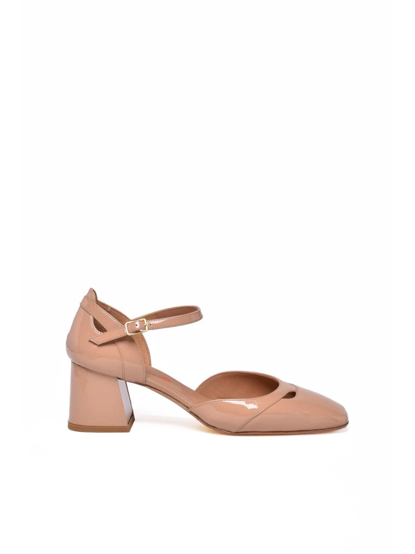 Masami Pink Block Heel Patent Leather Pumps