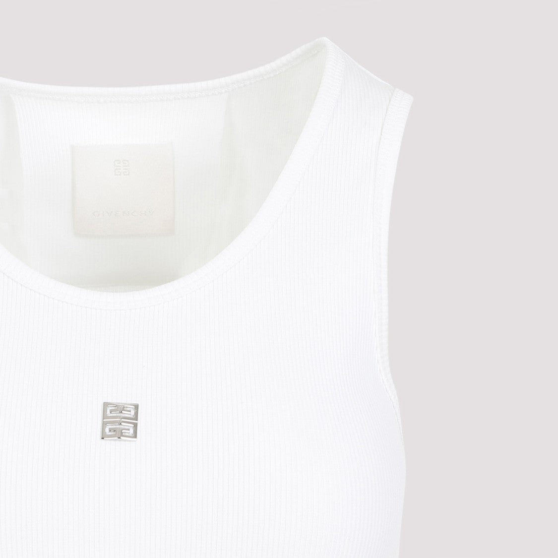 Givenchy Ribbed White Cotton Tank Top