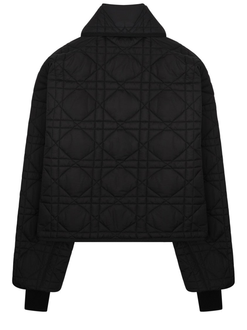 Dior Cropped Black Quilted Jacket With Integrated Scarf Design