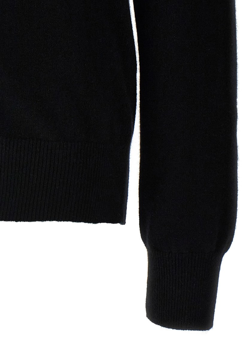 Comme Des Garçons Button-Closure Black Wool Cardigan With Logo Patch