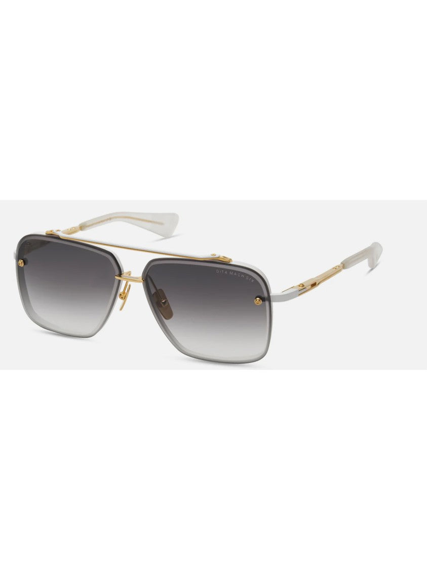 Dita Angular Grey Frame Gradient Sunglasses With Metallic Temples