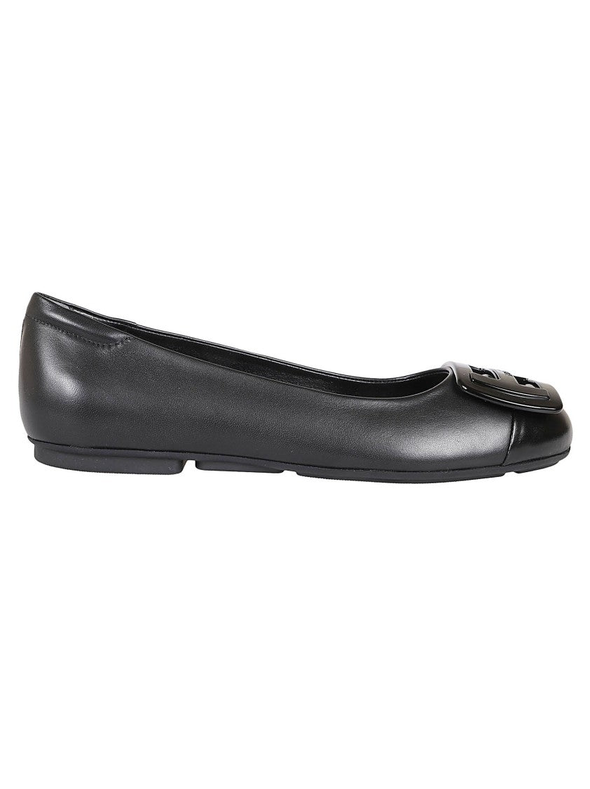 Hogan H661 Leather Flats With Rounded Toe
