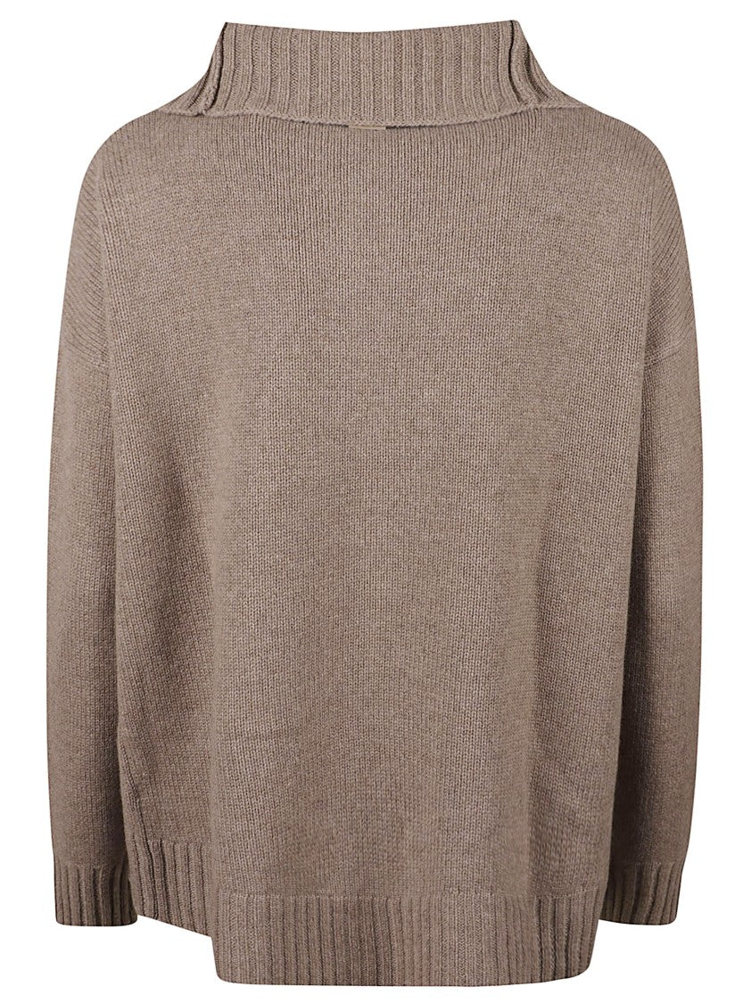 Max Mara Half-Zip Knitted Pullover With Ribbed Accents