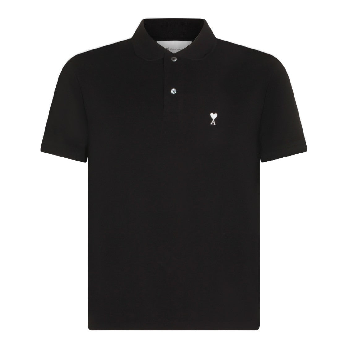 Ami Paris Classic Black Polo With Two-Button Placket