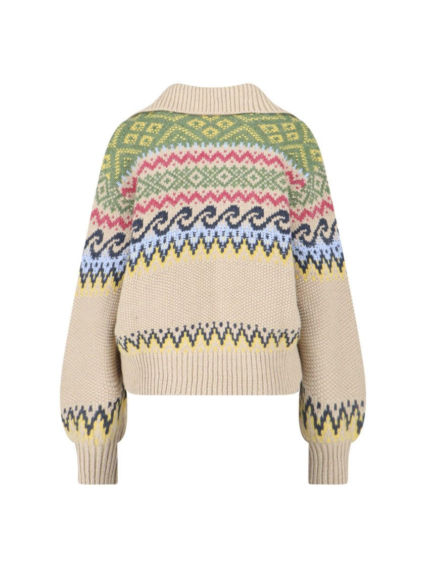 Polo Ralph Lauren Beige Fair-Isle Lace-Up Sweater