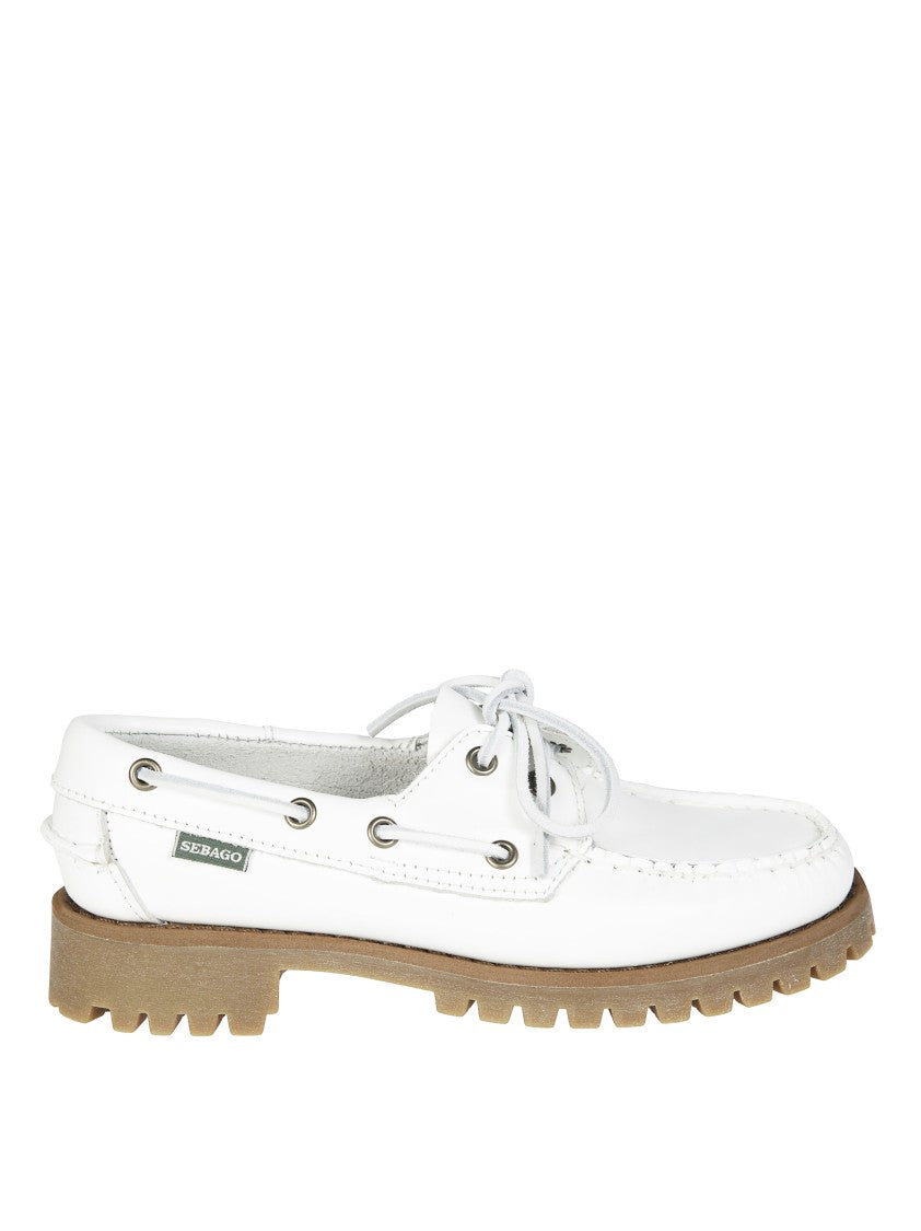 Sebago White Range Tale Leather Boat Shoes