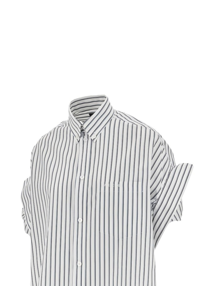 Balenciaga Short-Sleeved Striped Shirt Jacket