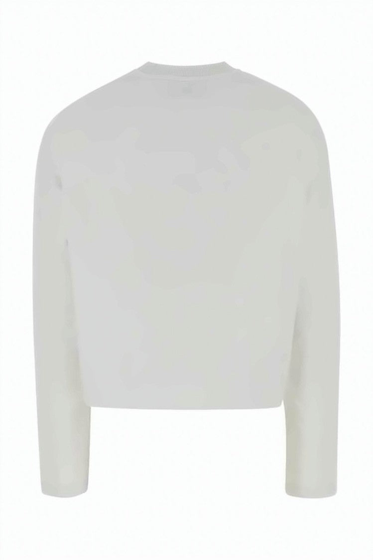 Ami Paris Cropped White Cotton Long-Sleeved Top